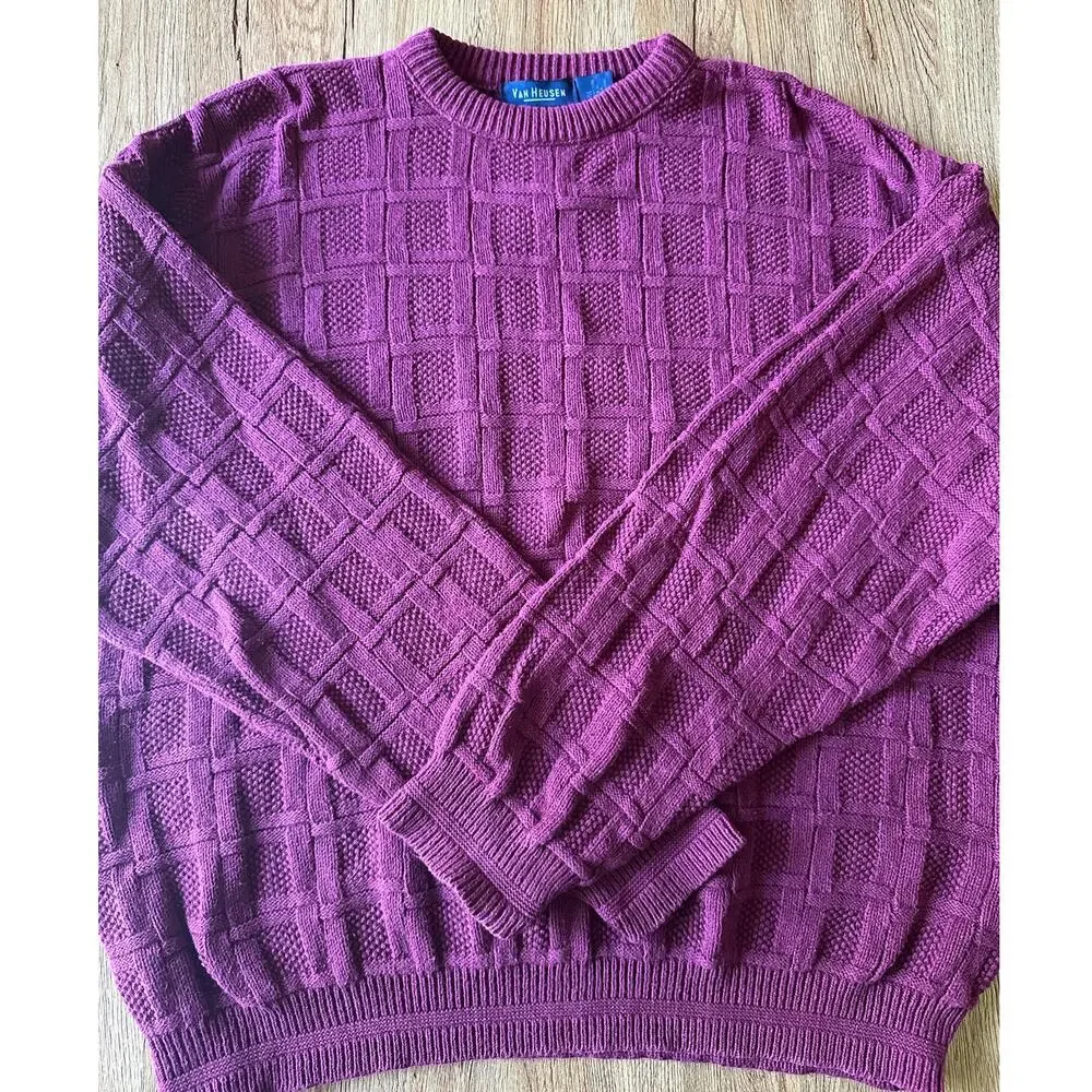 Van Heusen Vtg Chunky Red Patterned Sweater Suze Medium